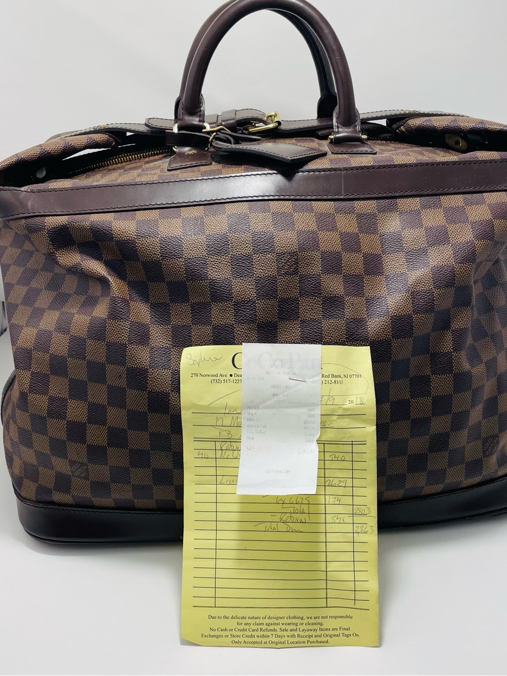 Louis Vuitton Brown Checkered Keepall Duffel Bag